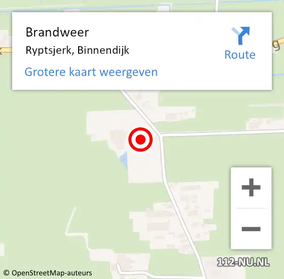 Locatie op kaart van de 112 melding: Brandweer Ryptsjerk, Binnendijk op 14 april 2017 18:06