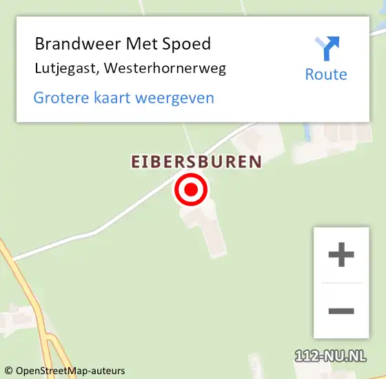 Locatie op kaart van de 112 melding: Brandweer Met Spoed Naar Lutjegast, Westerhornerweg op 14 april 2017 18:25