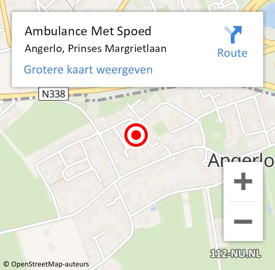 Locatie op kaart van de 112 melding: Ambulance Met Spoed Naar Angerlo, Prinses Margrietlaan op 14 april 2017 18:45