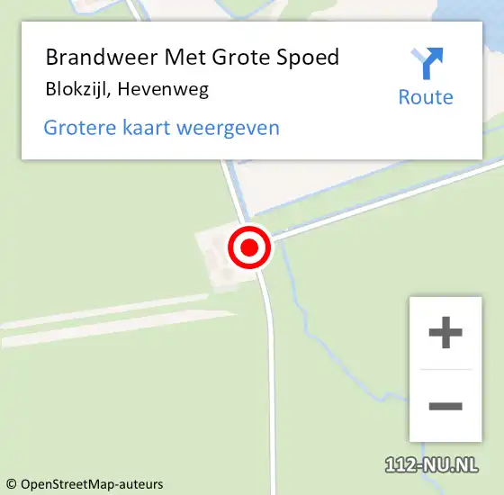 Locatie op kaart van de 112 melding: Brandweer Met Grote Spoed Naar Blokzijl, Hevenweg op 14 april 2017 19:07