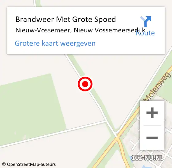 Locatie op kaart van de 112 melding: Brandweer Met Grote Spoed Naar Nieuw-Vossemeer, Nieuw Vossemeersedijk op 14 april 2017 19:19