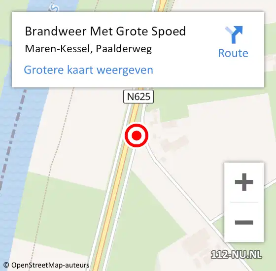 Locatie op kaart van de 112 melding: Brandweer Met Grote Spoed Naar Maren-Kessel, Paalderweg op 14 april 2017 20:53