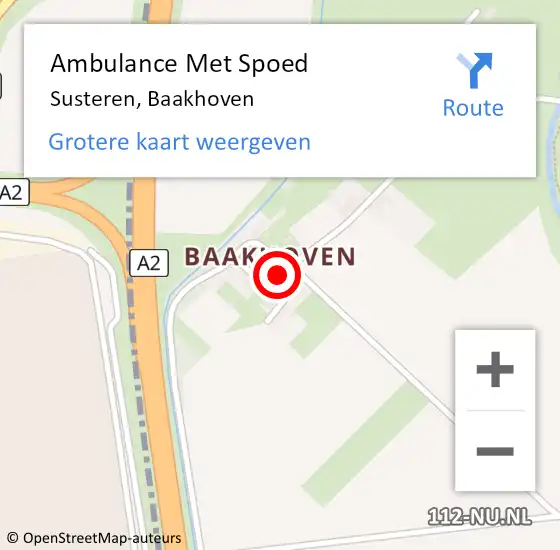 Locatie op kaart van de 112 melding: Ambulance Met Spoed Naar Susteren, Baakhoven op 14 april 2017 21:09