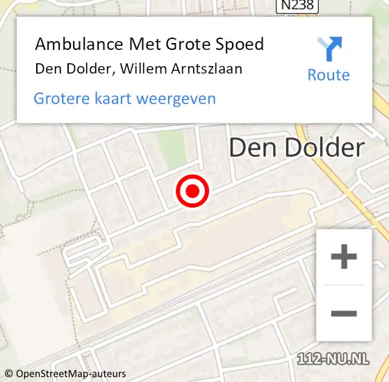 Locatie op kaart van de 112 melding: Ambulance Met Grote Spoed Naar Den Dolder, Willem Arntszlaan op 14 april 2017 21:33