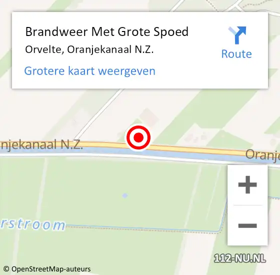 Locatie op kaart van de 112 melding: Brandweer Met Grote Spoed Naar Orvelte, Oranjekanaal N.Z. op 14 april 2017 21:52