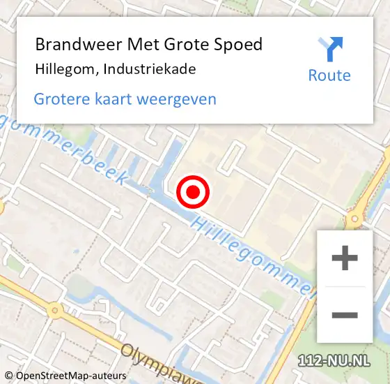 Locatie op kaart van de 112 melding: Brandweer Met Grote Spoed Naar Hillegom, Industriekade op 14 april 2017 22:15