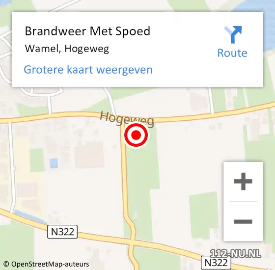 Locatie op kaart van de 112 melding: Brandweer Met Spoed Naar Wamel, Hogeweg op 14 april 2017 22:33