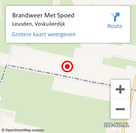 Locatie op kaart van de 112 melding: Brandweer Met Spoed Naar Leusden, Voskuilerdijk op 14 april 2017 23:14