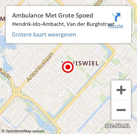Locatie op kaart van de 112 melding: Ambulance Met Grote Spoed Naar Hendrik-Ido-Ambacht, Van der Burghstraat op 14 april 2017 23:29