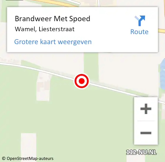 Locatie op kaart van de 112 melding: Brandweer Met Spoed Naar Wamel, Liesterstraat op 14 april 2017 23:58