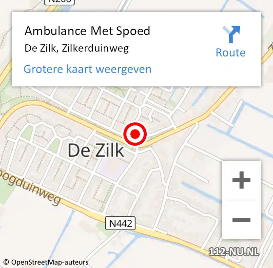 Locatie op kaart van de 112 melding: Ambulance Met Spoed Naar De Zilk, Zilkerduinweg op 15 april 2017 00:32