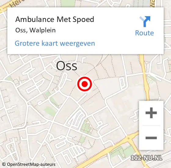 Locatie op kaart van de 112 melding: Ambulance Met Spoed Naar Oss, Walplein op 15 april 2017 00:58