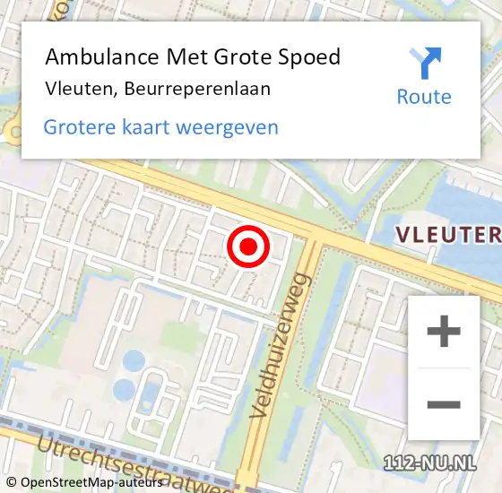 Locatie op kaart van de 112 melding: Ambulance Met Grote Spoed Naar Vleuten, Beurreperenlaan op 15 april 2017 01:26