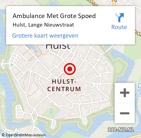 Locatie op kaart van de 112 melding: Ambulance Met Grote Spoed Naar Hulst, Lange Nieuwstraat op 15 april 2017 02:30