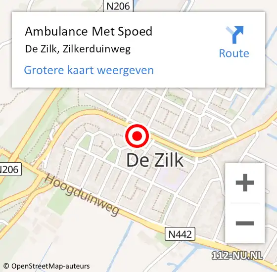 Locatie op kaart van de 112 melding: Ambulance Met Spoed Naar De Zilk, Zilkerduinweg op 15 april 2017 03:18