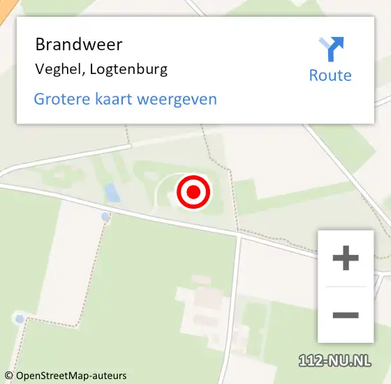 Locatie op kaart van de 112 melding: Brandweer Veghel, Logtenburg op 15 april 2017 06:28