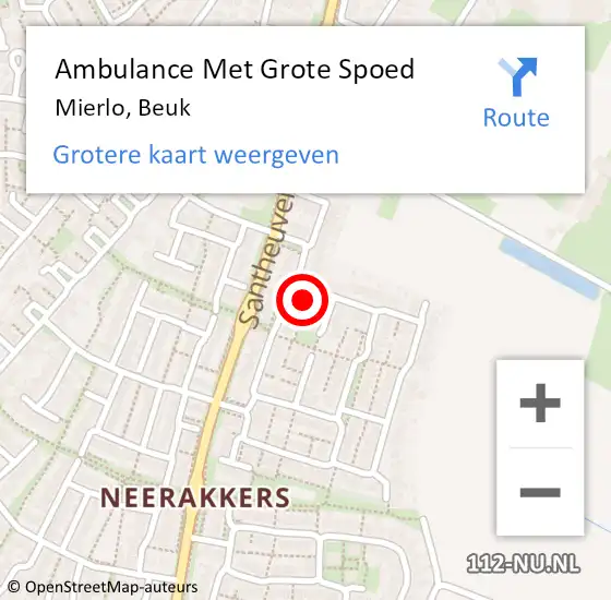 Locatie op kaart van de 112 melding: Ambulance Met Grote Spoed Naar Mierlo, Beuk op 15 april 2017 07:00