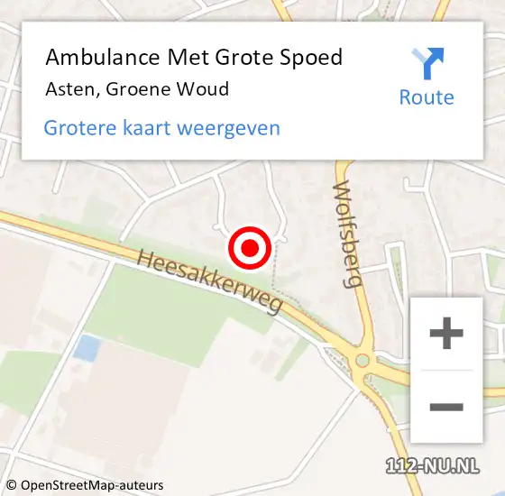 Locatie op kaart van de 112 melding: Ambulance Met Grote Spoed Naar Asten, Groene Woud op 15 april 2017 09:13