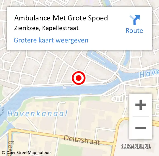 Locatie op kaart van de 112 melding: Ambulance Met Grote Spoed Naar Zierikzee, Kapellestraat op 15 april 2017 09:18