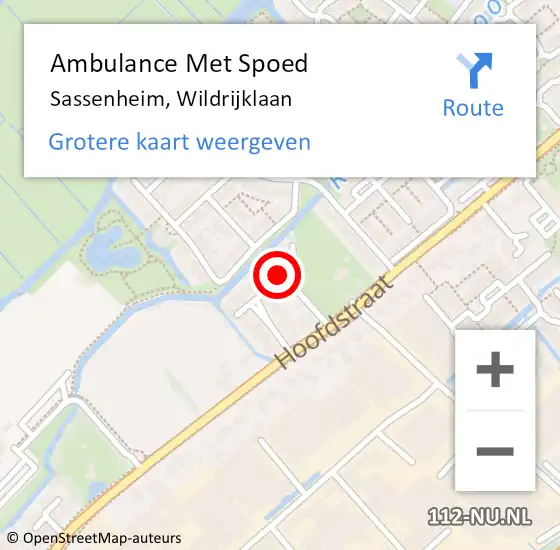 Locatie op kaart van de 112 melding: Ambulance Met Spoed Naar Sassenheim, Wildrijklaan op 15 april 2017 09:38