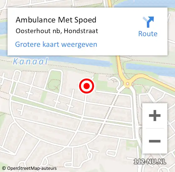 Locatie op kaart van de 112 melding: Ambulance Met Spoed Naar Oosterhout nb, Hondstraat op 15 april 2017 09:48