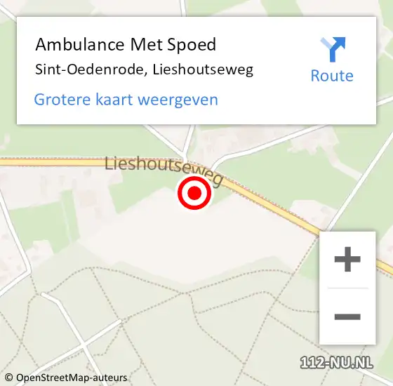 Locatie op kaart van de 112 melding: Ambulance Met Spoed Naar Sint-Oedenrode, Lieshoutseweg op 15 april 2017 10:07