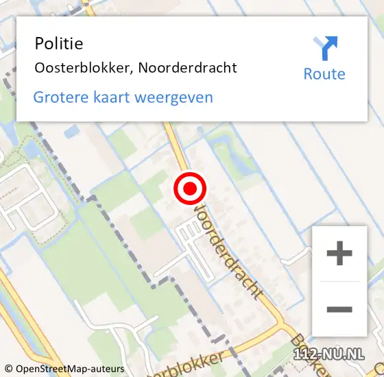 Locatie op kaart van de 112 melding: Politie Oosterblokker, Noorderdracht op 15 april 2017 10:17