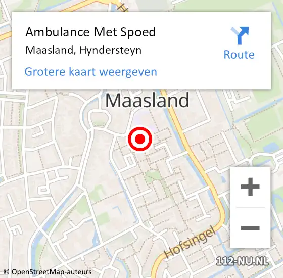 Locatie op kaart van de 112 melding: Ambulance Met Spoed Naar Maasland, Hyndersteyn op 15 april 2017 11:05