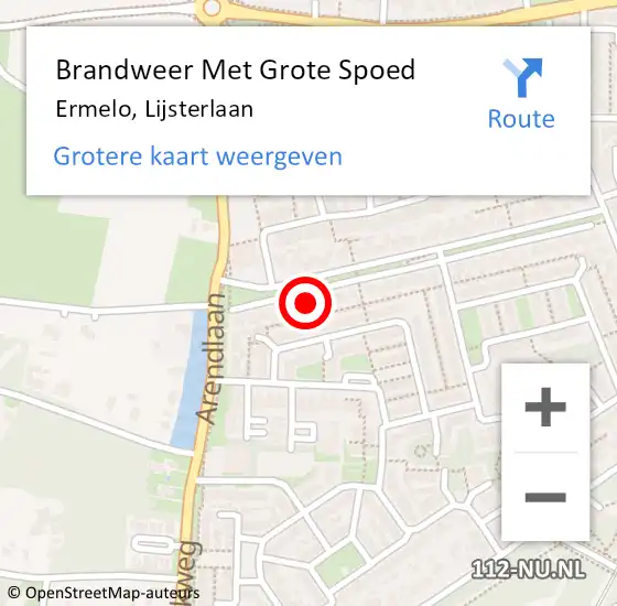 Locatie op kaart van de 112 melding: Brandweer Met Grote Spoed Naar Ermelo, Lijsterlaan op 15 april 2017 11:49