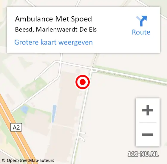 Locatie op kaart van de 112 melding: Ambulance Met Spoed Naar Beesd, Marienwaerdt De Els op 15 april 2017 11:50