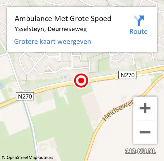 Locatie op kaart van de 112 melding: Ambulance Met Grote Spoed Naar Ysselsteyn, Deurneseweg op 15 april 2017 12:17