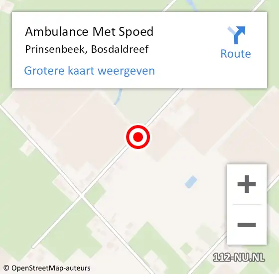 Locatie op kaart van de 112 melding: Ambulance Met Spoed Naar Prinsenbeek, Bosdaldreef op 15 april 2017 12:24