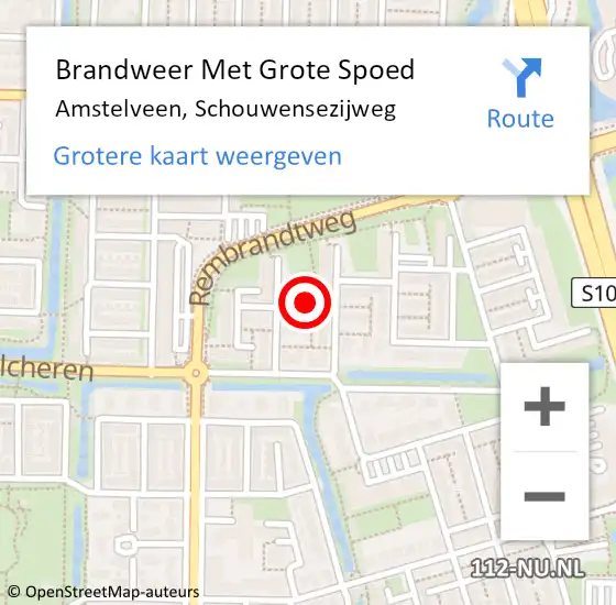 Locatie op kaart van de 112 melding: Brandweer Met Grote Spoed Naar Amstelveen, Schouwensezijweg op 15 april 2017 13:15