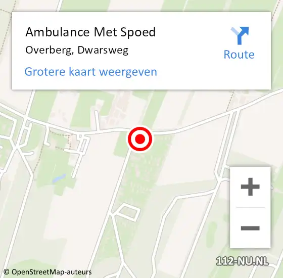 Locatie op kaart van de 112 melding: Ambulance Met Spoed Naar Overberg, Dwarsweg op 15 april 2017 13:24