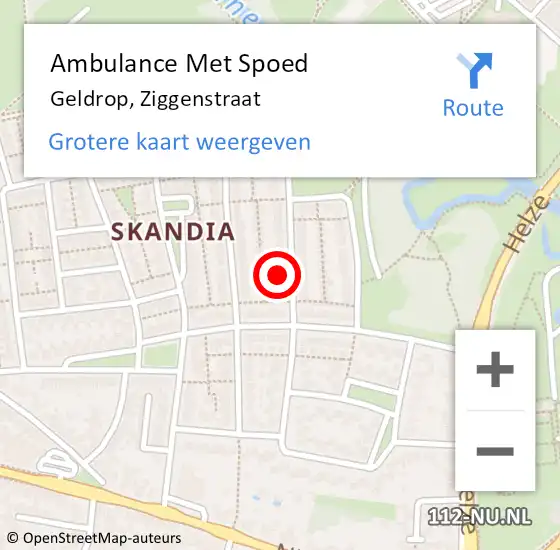 Locatie op kaart van de 112 melding: Ambulance Met Spoed Naar Geldrop, Ziggenstraat op 15 april 2017 13:30