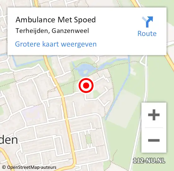 Locatie op kaart van de 112 melding: Ambulance Met Spoed Naar Terheijden, Ganzenweel op 15 april 2017 15:07