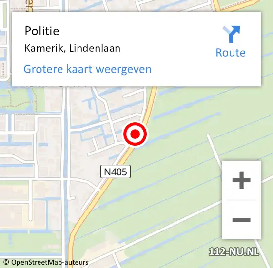 Locatie op kaart van de 112 melding: Politie Kamerik, Lindenlaan op 15 april 2017 16:19