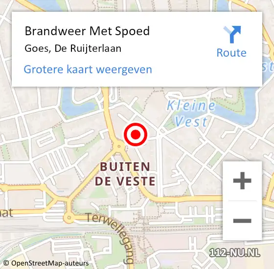 Locatie op kaart van de 112 melding: Brandweer Met Spoed Naar Goes, De Ruijterlaan op 15 april 2017 16:36