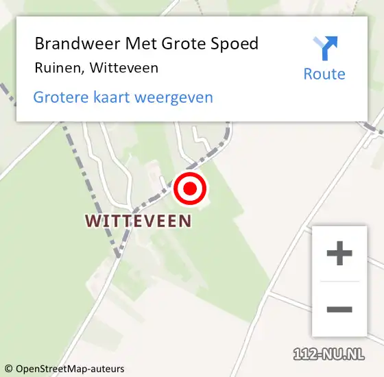 Locatie op kaart van de 112 melding: Brandweer Met Grote Spoed Naar Ruinen, Witteveen op 17 januari 2014 10:23