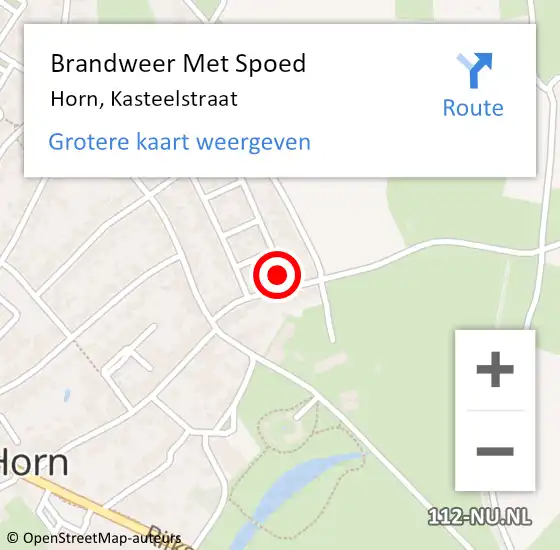 Locatie op kaart van de 112 melding: Brandweer Met Spoed Naar Horn, Kasteelstraat op 15 april 2017 17:00