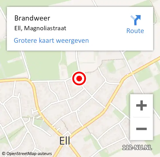 Locatie op kaart van de 112 melding: Brandweer Ell, Magnoliastraat op 15 april 2017 17:48