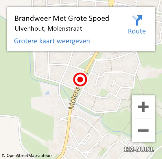 Locatie op kaart van de 112 melding: Brandweer Met Grote Spoed Naar Ulvenhout, Molenstraat op 15 april 2017 18:21