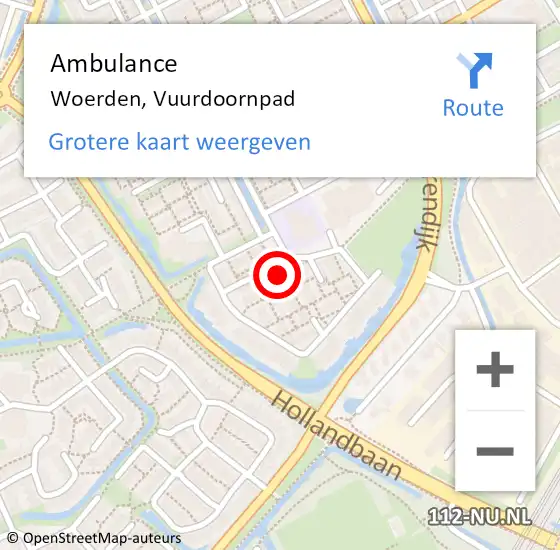 Locatie op kaart van de 112 melding: Ambulance Woerden, Vuurdoornpad op 17 januari 2014 10:29