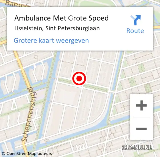 Locatie op kaart van de 112 melding: Ambulance Met Grote Spoed Naar IJsselstein, Sint Petersburglaan op 15 april 2017 18:45