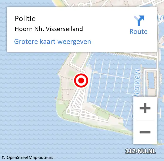 Locatie op kaart van de 112 melding: Politie Hoorn Nh, Visserseiland op 15 april 2017 18:49