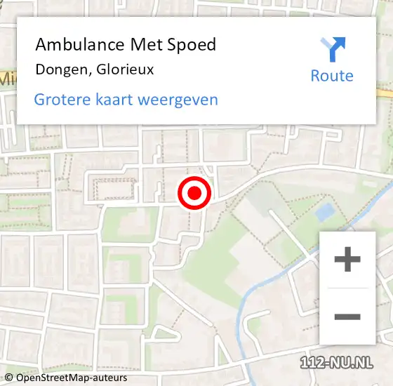 Locatie op kaart van de 112 melding: Ambulance Met Spoed Naar Dongen, Glorieux op 15 april 2017 18:50