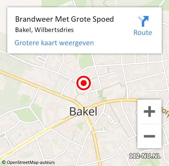 Locatie op kaart van de 112 melding: Brandweer Met Grote Spoed Naar Bakel, De Wilbertsdries op 15 april 2017 19:01