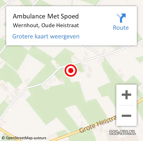 Locatie op kaart van de 112 melding: Ambulance Met Spoed Naar Wernhout, Oude Heistraat op 15 april 2017 19:57