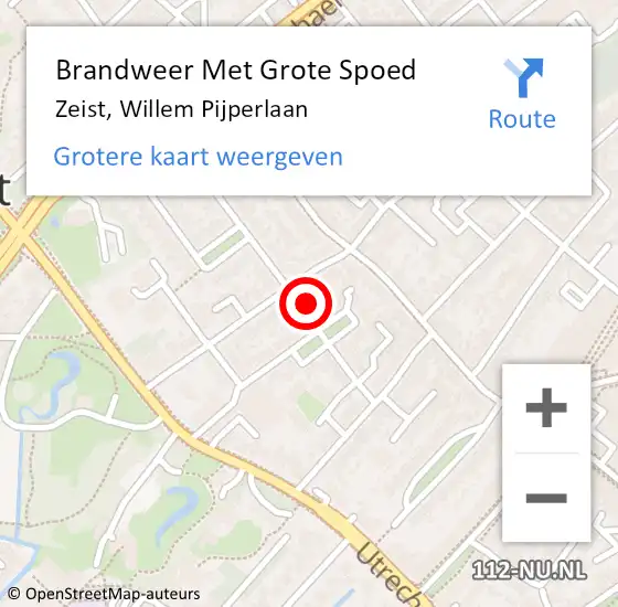 Locatie op kaart van de 112 melding: Brandweer Met Grote Spoed Naar Zeist, Willem Pijperlaan op 15 april 2017 20:13