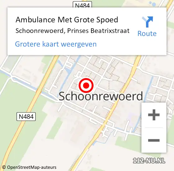 Locatie op kaart van de 112 melding: Ambulance Met Grote Spoed Naar Schoonrewoerd, Prinses Beatrixstraat op 15 april 2017 20:34